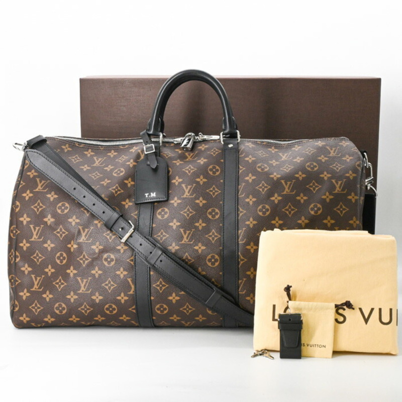 路易威登 Louis Vuitton Boston Bag Monogram Macassar Keepall Bandouliere 55 Brown M56714-0