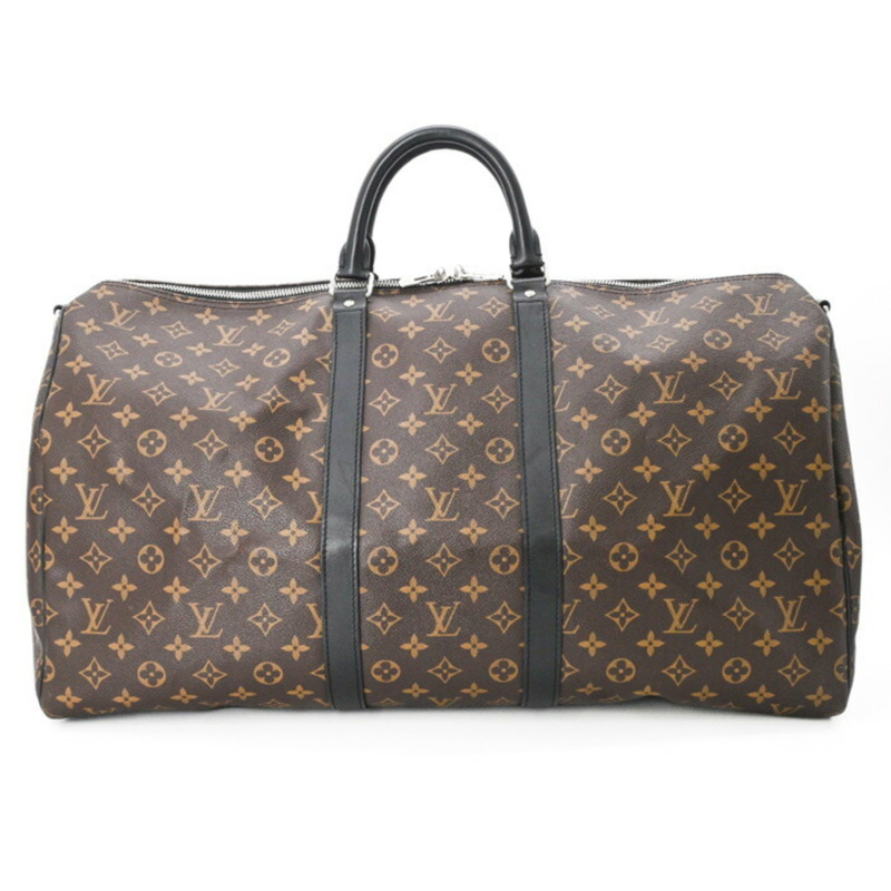 路易威登 Louis Vuitton Boston Bag Monogram Macassar Keepall Bandouliere 55 Brown M56714-1