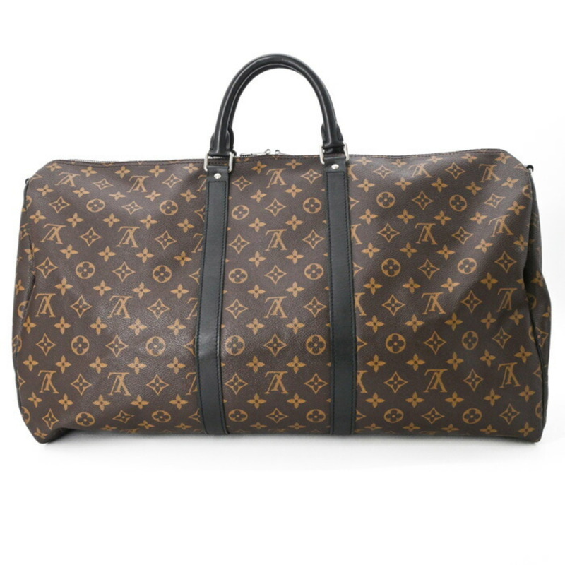路易威登 Louis Vuitton Boston Bag Monogram Macassar Keepall Bandouliere 55 Brown M56714-2