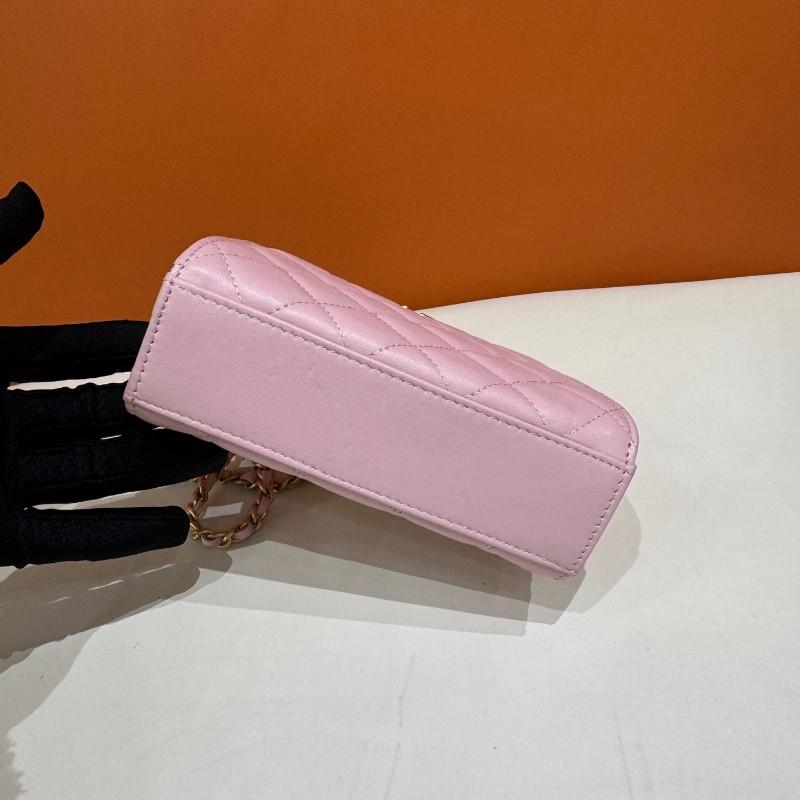 Chanel 粉紅色琺瑯手柄Kelly 羊皮-2