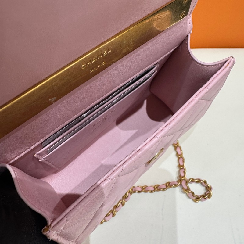 Chanel 粉紅色琺瑯手柄Kelly 羊皮-4