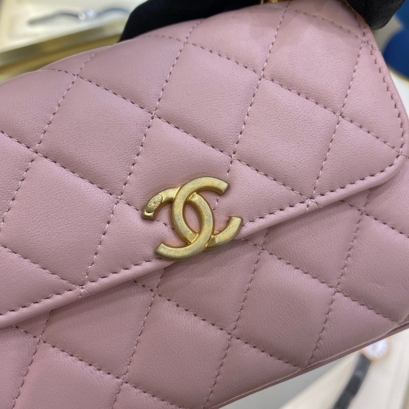 Chanel 粉紅色琺瑯手柄Kelly 羊皮-12