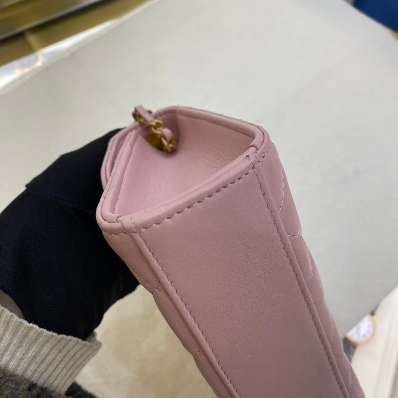 Chanel 粉紅色琺瑯手柄Kelly 羊皮-14