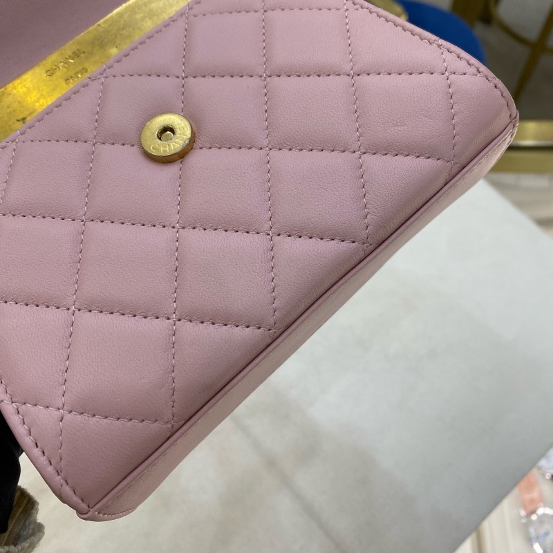 Chanel 粉紅色琺瑯手柄Kelly 羊皮-16