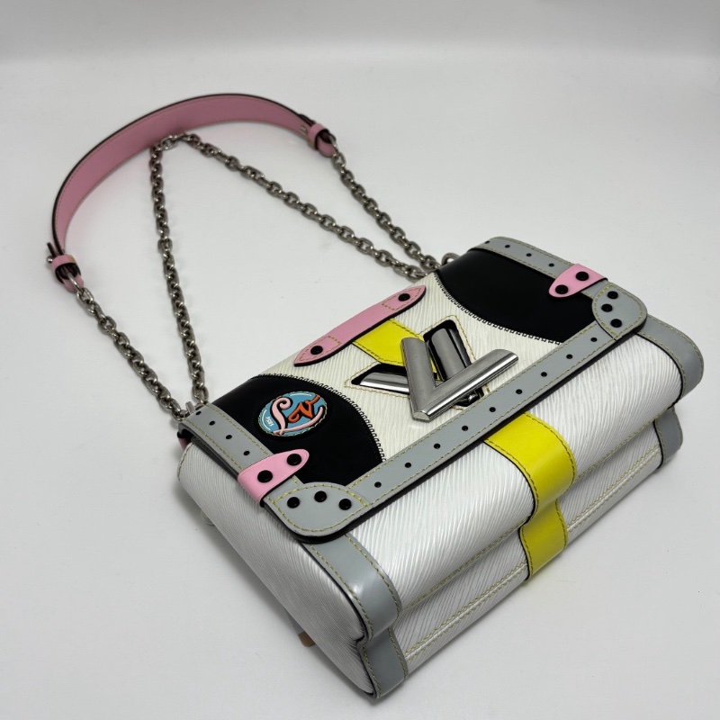 LV 限量款水波紋拼色徽章 銀扣手提肩背扭扭包 23*17*9.5 98新配件塵袋-1