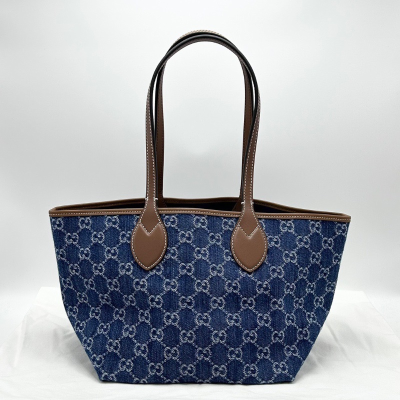 GUCCI Totissima系列丹寧 牛仔小號手提腋下托特包22*20*18.5 全新閒置配件塵袋-1