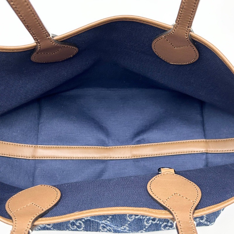GUCCI Totissima系列丹寧 牛仔小號手提腋下托特包22*20*18.5 全新閒置配件塵袋-2