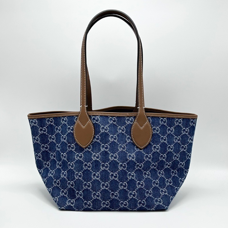 GUCCI Totissima系列丹寧 牛仔小號手提腋下托特包22*20*18.5 全新閒置配件塵袋-6