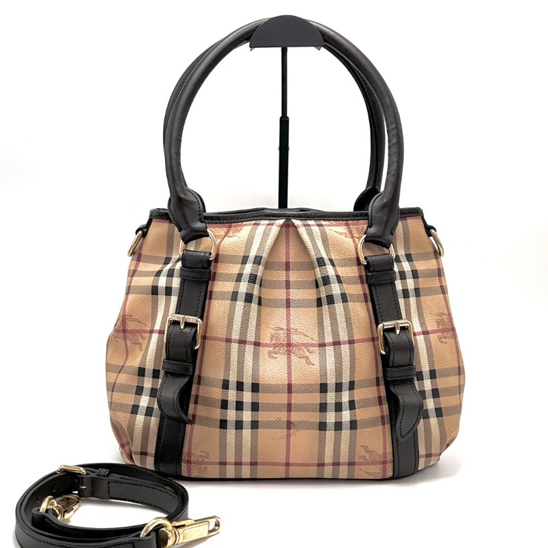 BURBERRY經典戰馬格紋 手提腋下托特包 30*23*11 98新配件塵袋-1