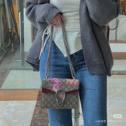 GUCCI dionysus花卉酒神小號肩背斜背包20*15.5*5 98新配件塵袋