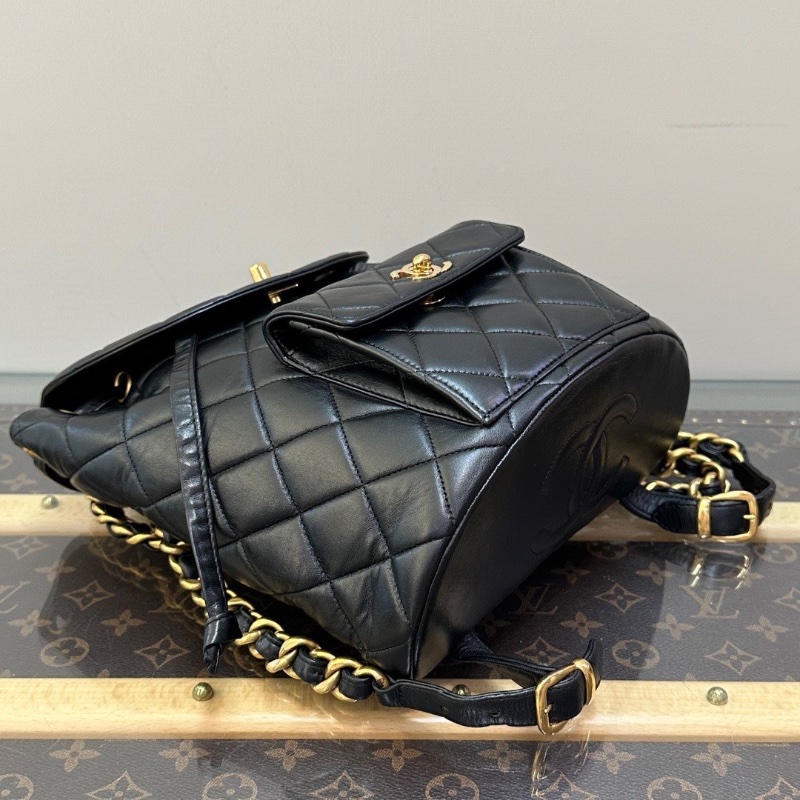 CHANEL 黑金中古duma後背包22*22*10 98新配件塵袋-3