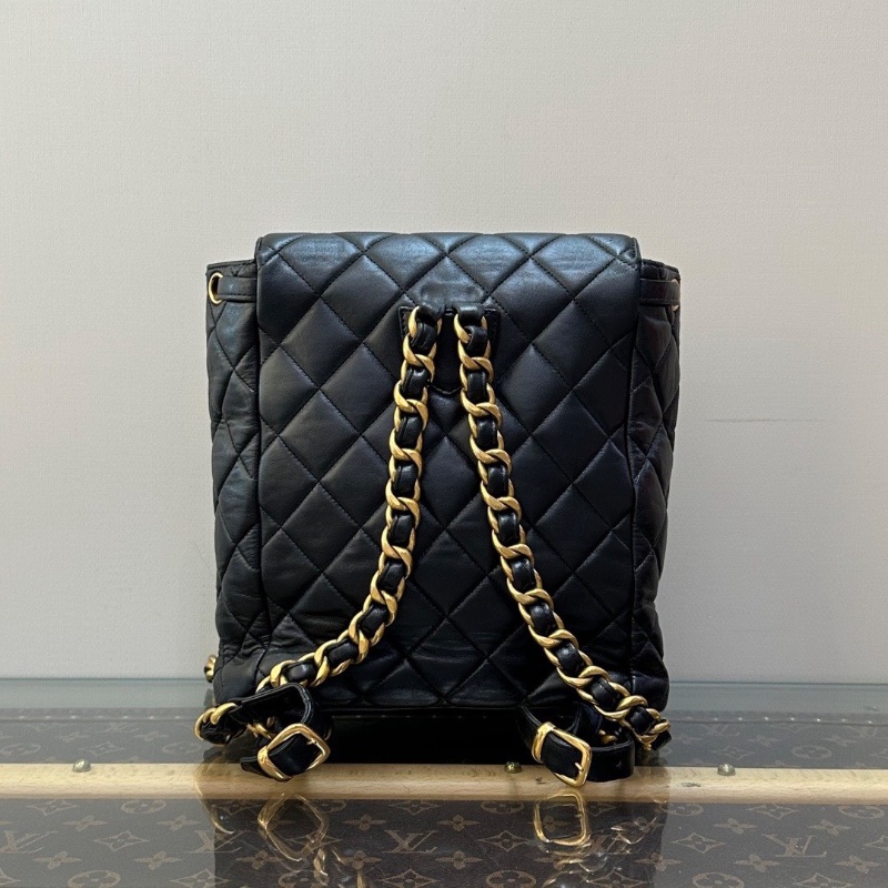 CHANEL 黑金中古duma後背包22*22*10 98新配件塵袋-6