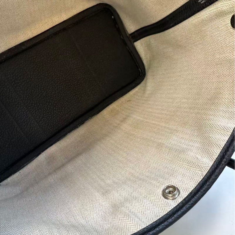 Hermes 愛馬仕 Garden part花園30 黑銀 U刻 銀扣 小牛皮手提包-7