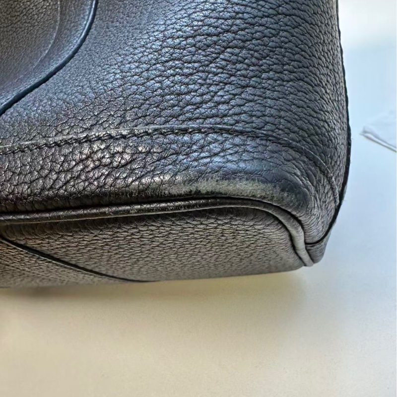 Hermes 愛馬仕 Garden part花園30 黑銀 U刻 銀扣 小牛皮手提包-9