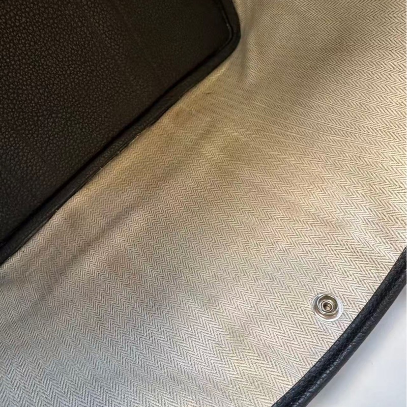 Hermes 愛馬仕 Garden part花園30 黑銀 U刻 銀扣 小牛皮手提包-13