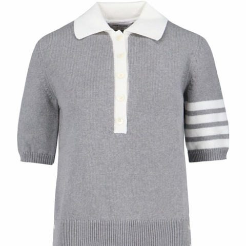 Thom Browne 女士 平紋針織短袖 Polo 衫IT-40