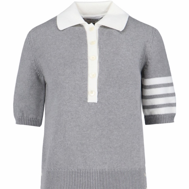 Thom Browne 女士 平紋針織短袖 Polo 衫IT-40-0