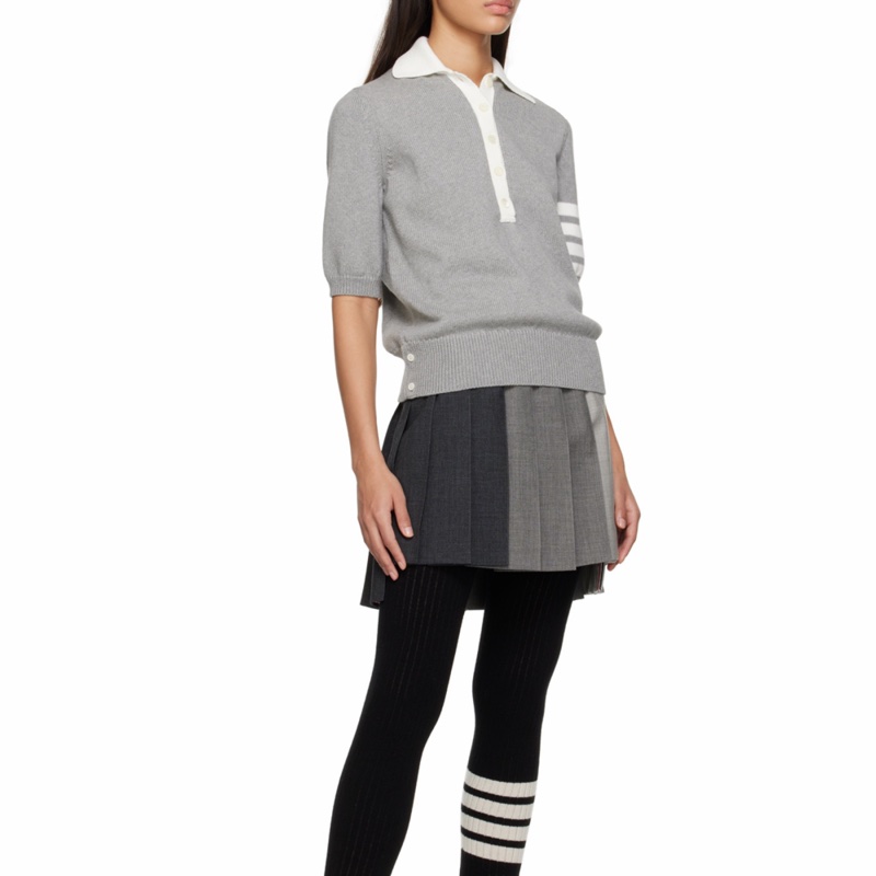 Thom Browne 女士 平紋針織短袖 Polo 衫IT-40-4