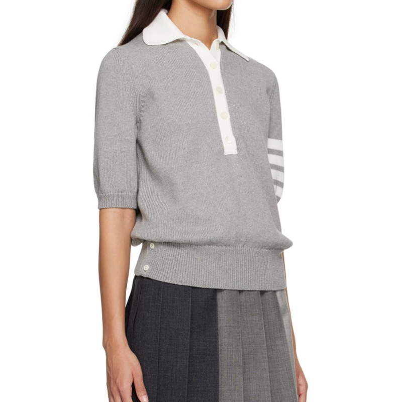 Thom Browne 女士 平紋針織短袖 Polo 衫IT-40-6
