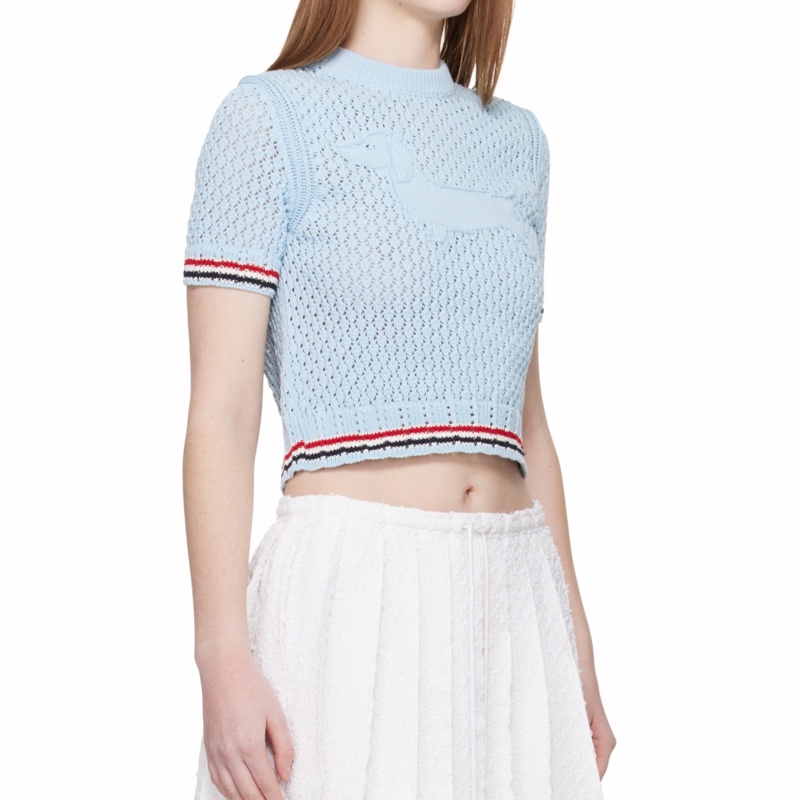 Thom Browne 女士 棉質鏤空針織T恤IT-36 IT-38 IT-40 IT-42 IT-44碼-4