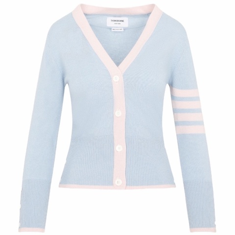 Thom Browne 女士 羊絨條紋V領開衫IT-36碼