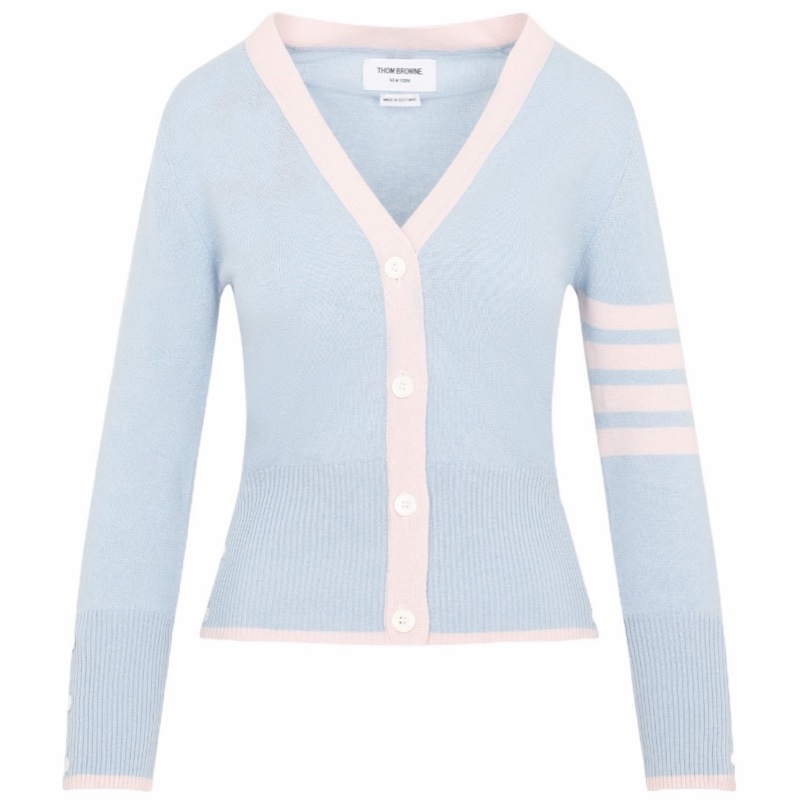 Thom Browne 女士 羊絨條紋V領開衫IT-36碼-0