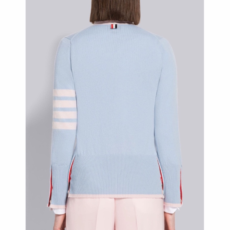 Thom Browne 女士 羊絨條紋V領開衫IT-36碼-2