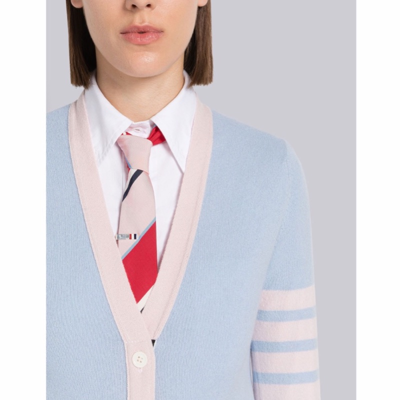 Thom Browne 女士 羊絨條紋V領開衫IT-36碼-3