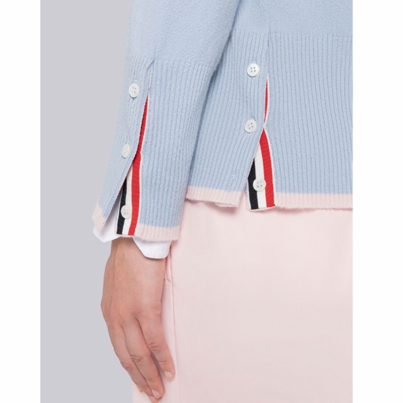 Thom Browne 女士 羊絨條紋V領開衫IT-36碼-4
