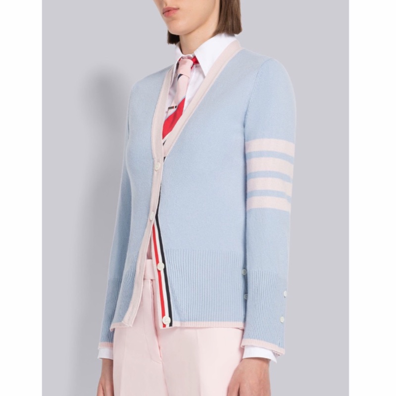 Thom Browne 女士 羊絨條紋V領開衫IT-36碼-5