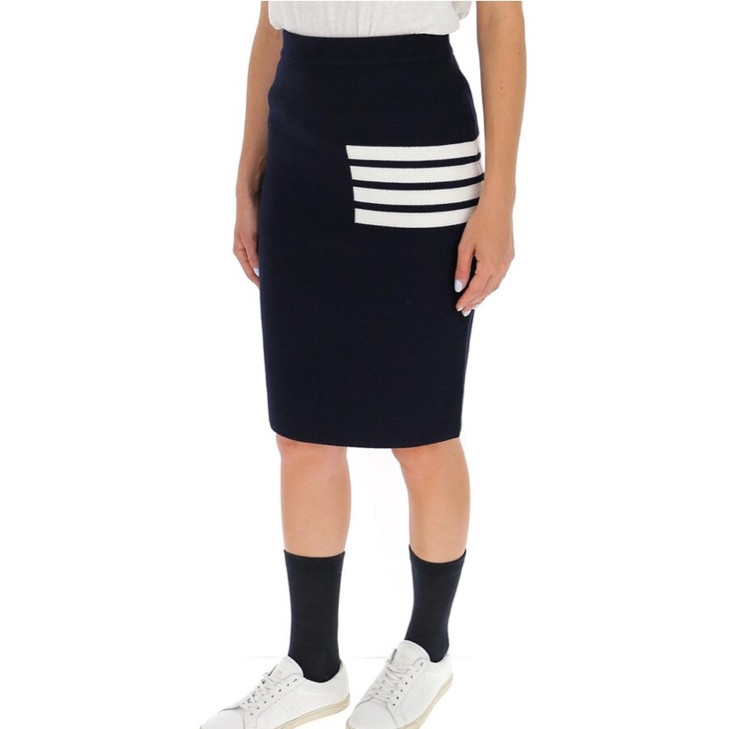 Thom Browne 女士 四槓條紋羊毛半身裙IT-38 IT-40-3