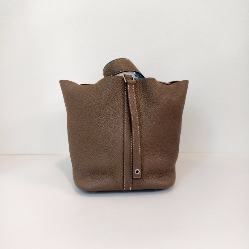 爱马仕/Hermes 菜篮子22 18大象灰togo皮银扣 Y刻 22*22*17cm 97新-5