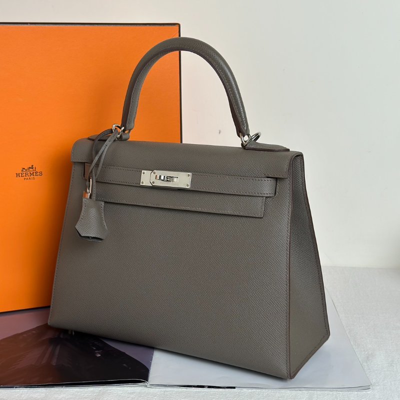 HERMES Kelly 28 - 錫器灰銀 A-3