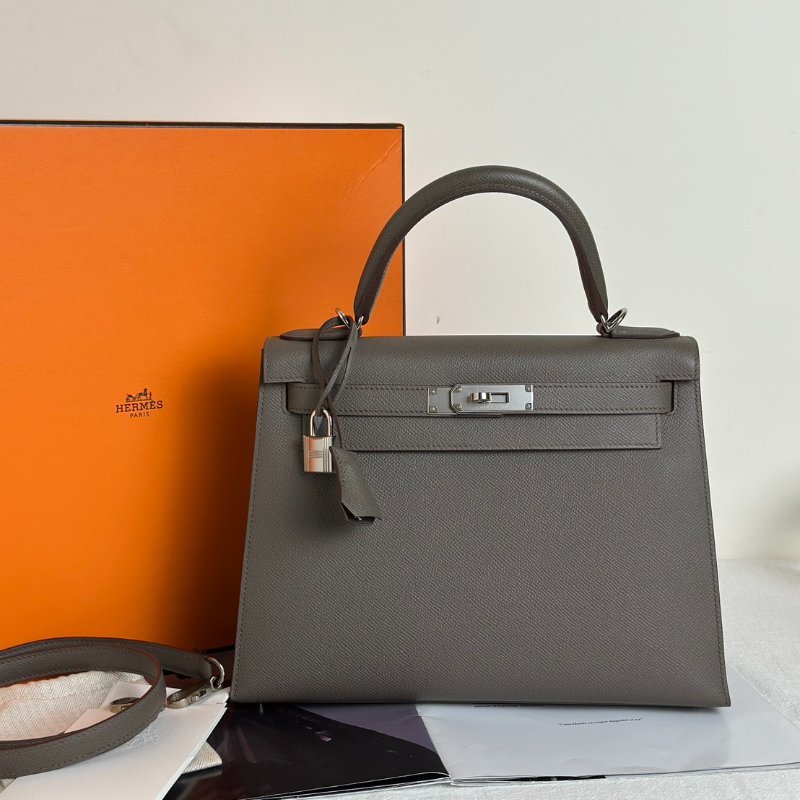 HERMES Kelly 28 - 錫器灰銀 A-9