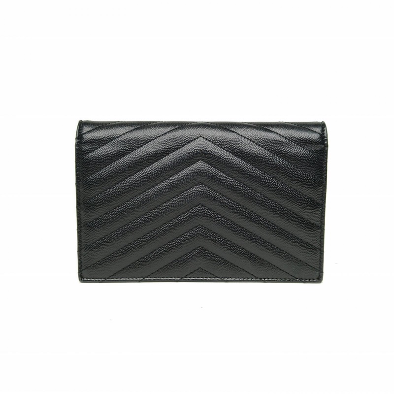 YSL CASSANDRA信封腋下包Woc19V紋黑色牛皮-2