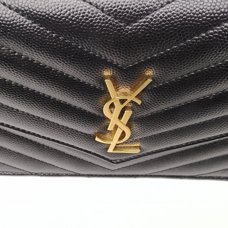 YSL CASSANDRA信封腋下包Woc19V紋黑色牛皮-4