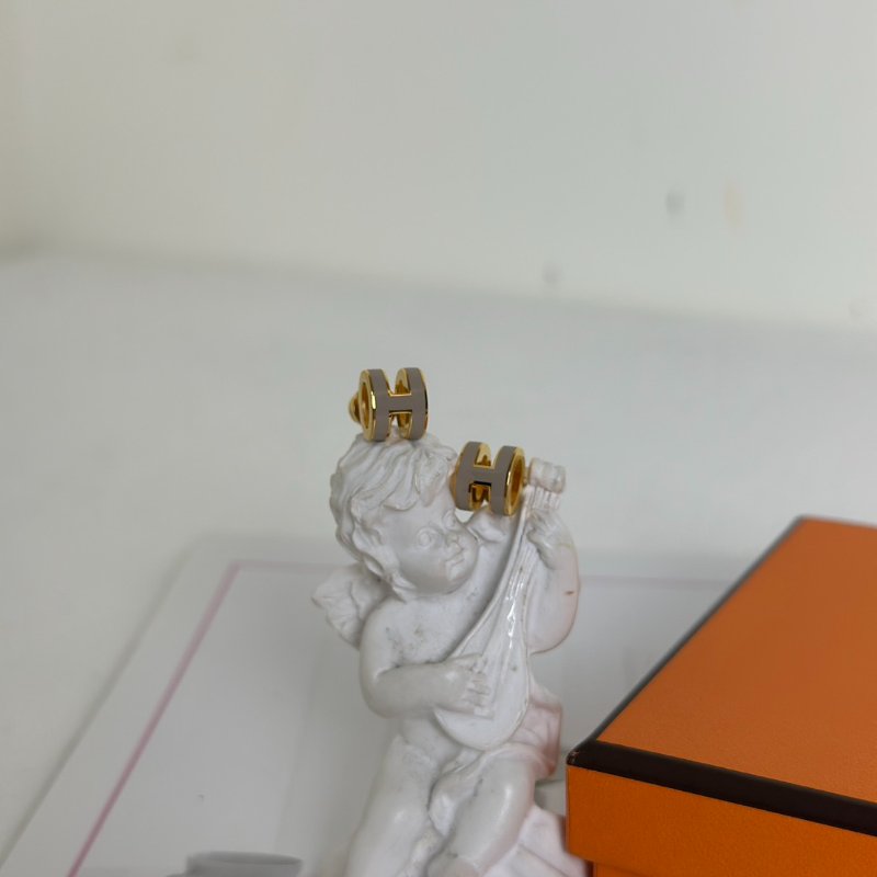 HERMES Mini pop H耳環 - 奶茶金-3