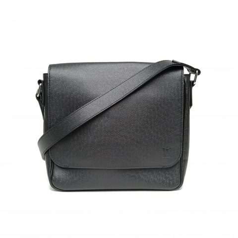 LOUIS VUITTON 黑色牛皮銀扣2019男士斜挎郵差包