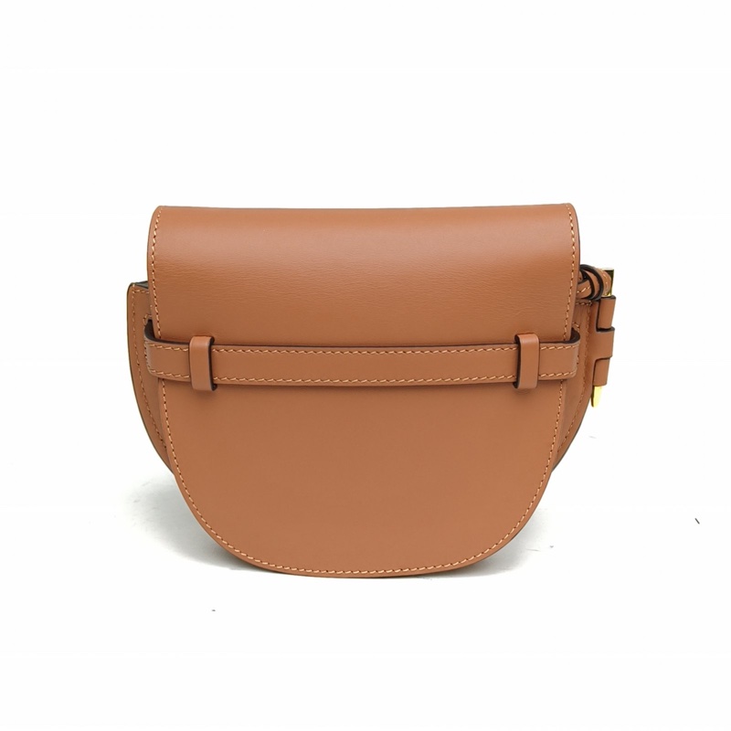 LOEWE Gate馬鞍斜跨包MINIDual寬肩帶棕色牛皮-2