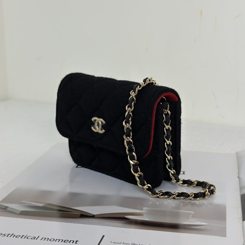 CHANEL 23C帆布鍊帶小包 - 黑金-3