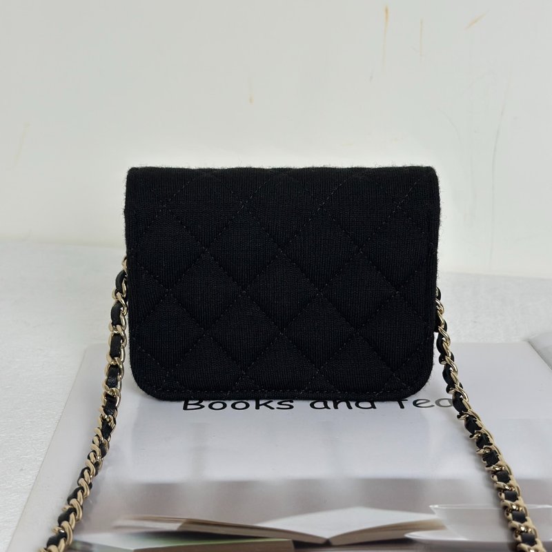 CHANEL 23C帆布鍊帶小包 - 黑金-4
