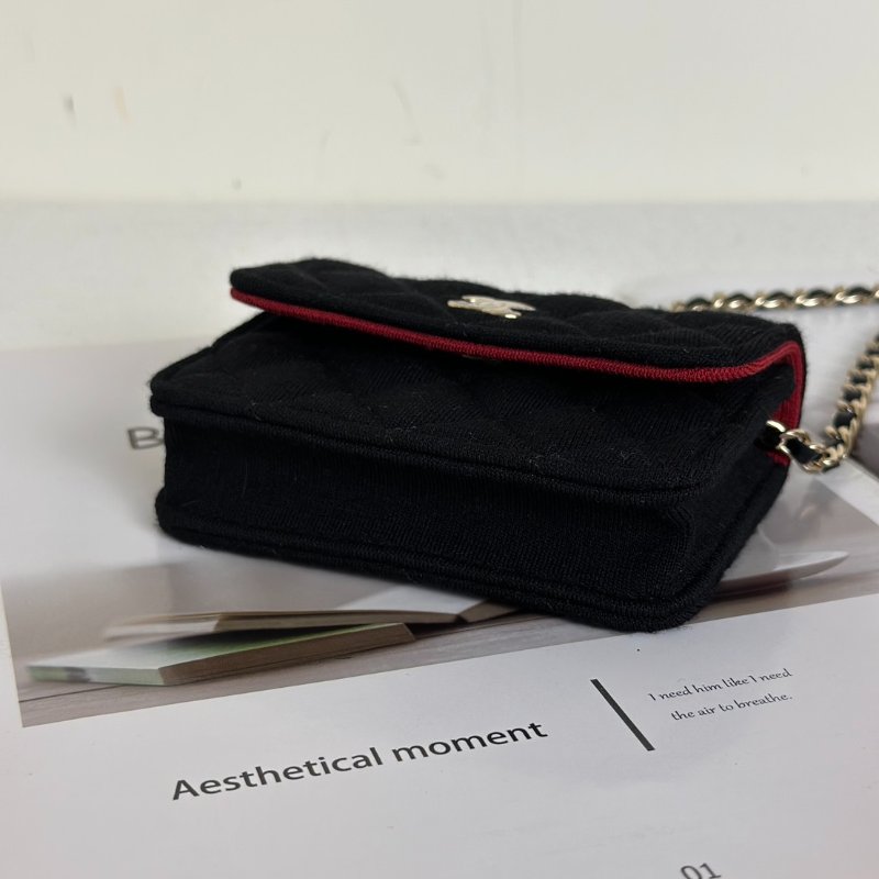 CHANEL 23C帆布鍊帶小包 - 黑金-5