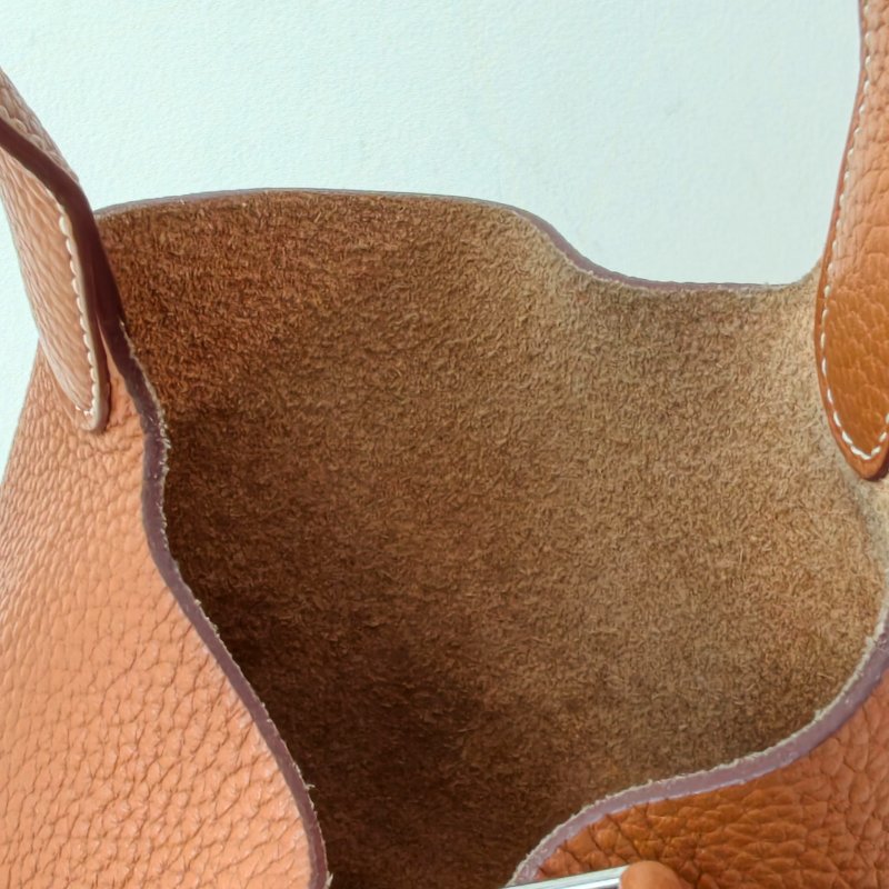 hermes 愛馬仕 菜籃子 22 Togo 皮 金棕色 銀扣 T 刻 2015 年 22*22*17cm 97 新-14