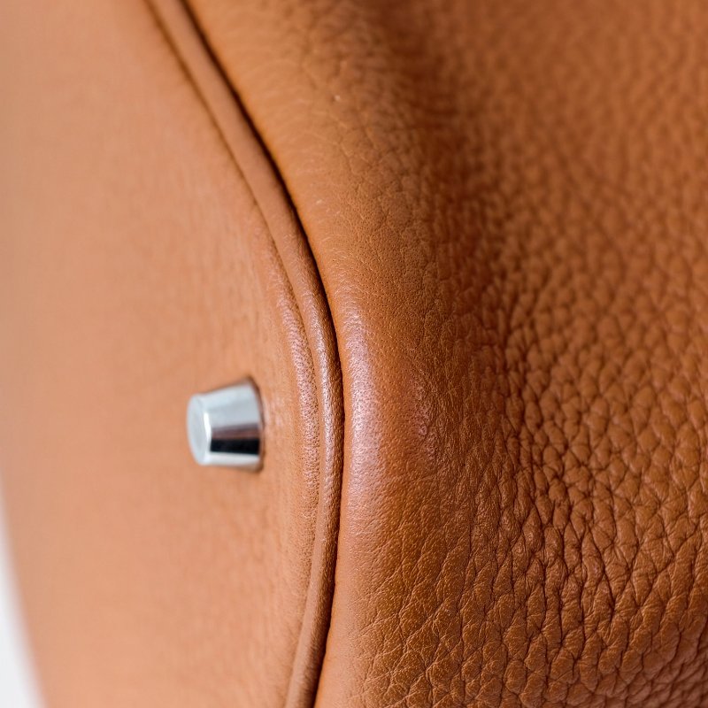 hermes 愛馬仕 菜籃子 22 Togo 皮 金棕色 銀扣 T 刻 2015 年 22*22*17cm 97 新-15