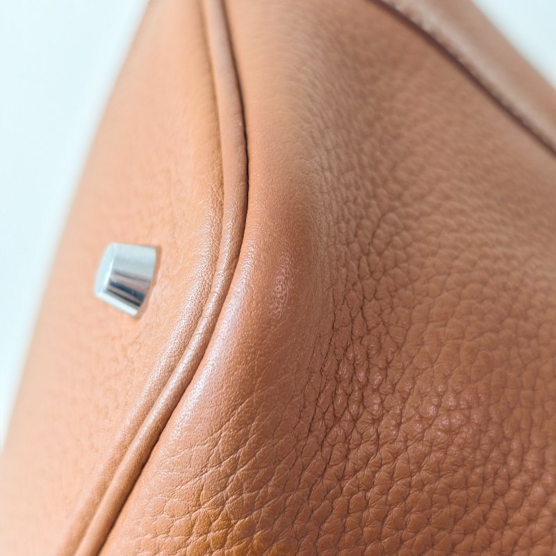 hermes 愛馬仕 菜籃子 22 Togo 皮 金棕色 銀扣 T 刻 2015 年 22*22*17cm 97 新-16