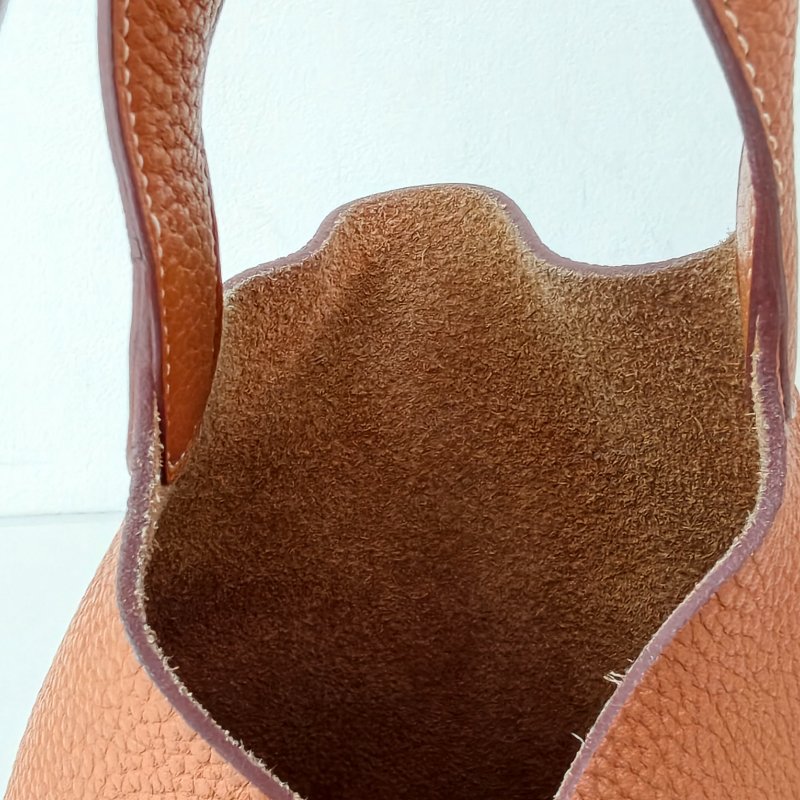 hermes 愛馬仕 菜籃子 22 Togo 皮 金棕色 銀扣 T 刻 2015 年 22*22*17cm 97 新-17