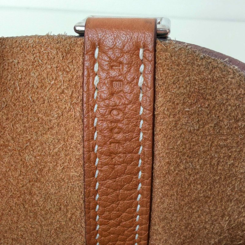 hermes 愛馬仕 菜籃子 22 Togo 皮 金棕色 銀扣 T 刻 2015 年 22*22*17cm 97 新-18