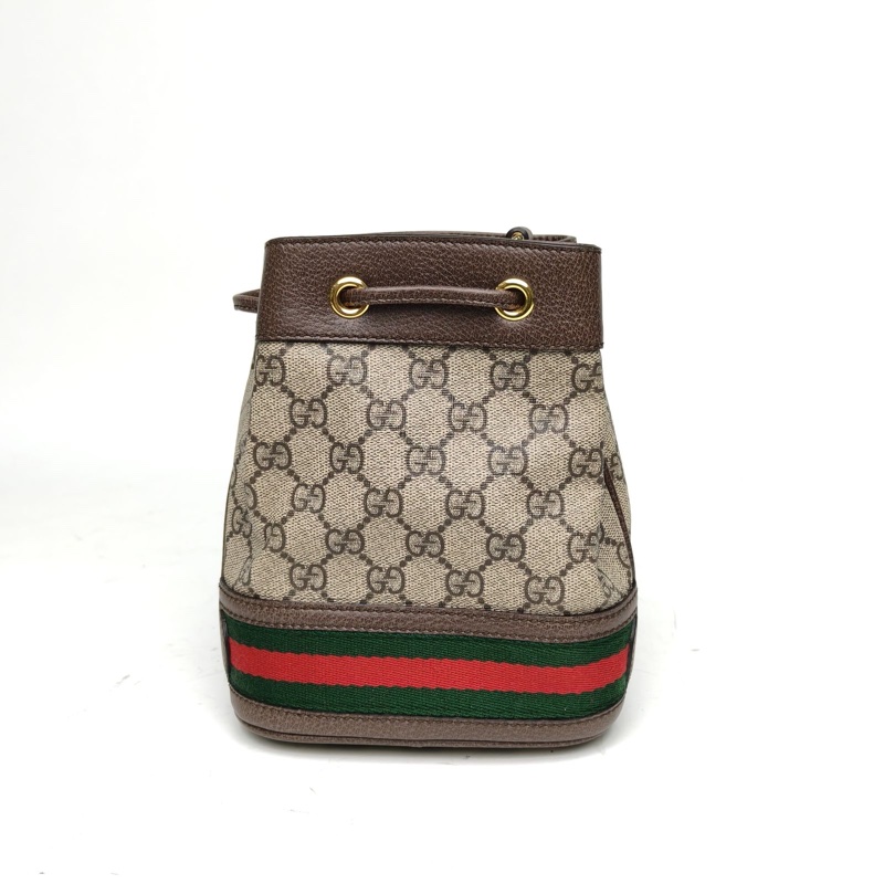 GUCCI Ophidia抽繩水桶包Mini15.5烏木色PVC-2