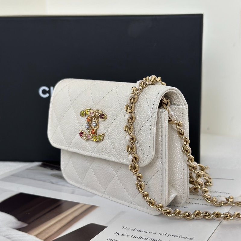 CHANEL 24S彩鑽雙C鍊帶小包 - 白金-2