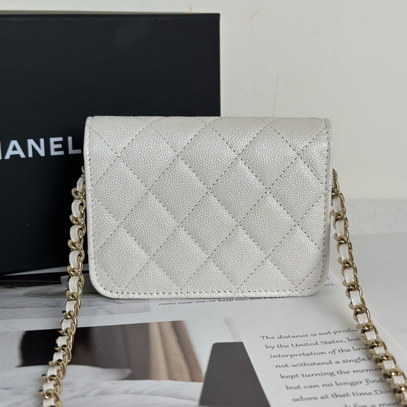 CHANEL 24S彩鑽雙C鍊帶小包 - 白金-3